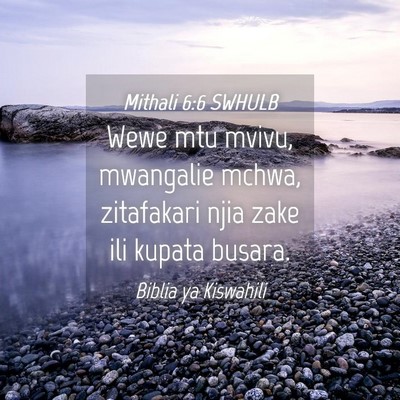 Picture 04 - Mithali 6:6 SWHULB - Wewe mtu mvivu, mwangalie mchwa, zitafakari njia - Bible Verse Picture