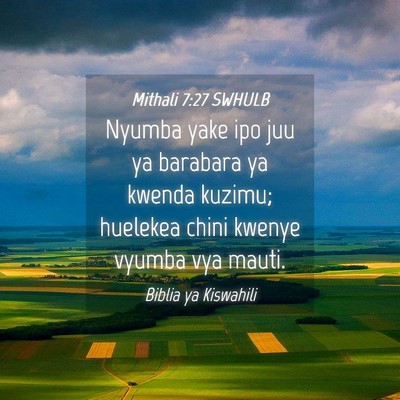 Picture 04 - Mithali 7:27 SWHULB - Nyumba yake ipo juu ya barabara ya kwenda kuzimu; - Bible Verse Picture