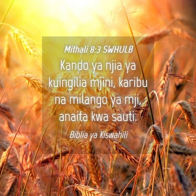 Picture 04 - Mithali 8:3 SWHULB - Kando ya njia ya kuingilia mjini, karibu na - Bible Verse Picture