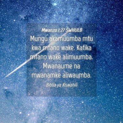 Picture 04 - Mwanzo 1:27 SWHULB - Mungu akamuumba mtu kwa mfano wake. Katika mfano - Bible Verse Picture