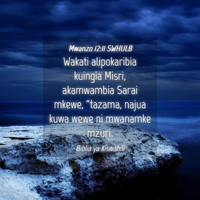 Picture 04 - Mwanzo 12:11 SWHULB - Wakati alipokaribia kuingia Misri, akamwambia - Bible Verse Picture