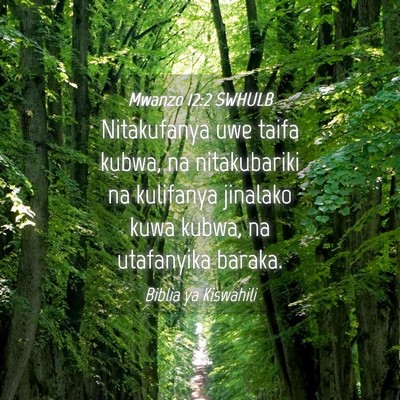 Picture 04 - Mwanzo 12:2 SWHULB - Nitakufanya uwe taifa kubwa, na nitakubariki na - Bible Verse Picture