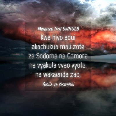 Picture 04 - Mwanzo 14:11 SWHULB - Kwa hiyo adui akachukua mali zote za Sodoma na - Bible Verse Picture