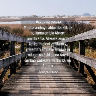 Picture 04 - Mwanzo 14:13 SWHULB - Mmoja ambaye alitoroka alikuja na kumwambia Abram - Bible Verse Picture