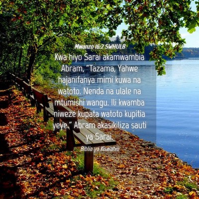 Picture 04 - Mwanzo 16:2 SWHULB - Kwa hiyo Sarai akamwambia Abram, “Tazama, Yahwe - Bible Verse Picture