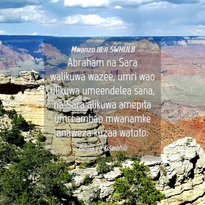 Picture 04 - Mwanzo 18:11 SWHULB - Abraham na Sara walikuwa wazee, umri wao ulikuwa - Bible Verse Picture