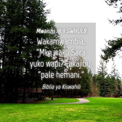 Picture 04 - Mwanzo 18:9 SWHULB - Wakamwambia, “Mke wako Sara yuko wapi?” - Bible Verse Picture
