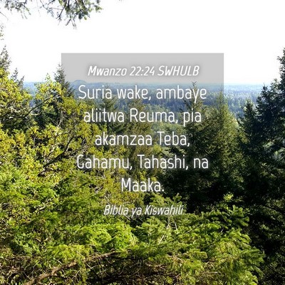 Picture 04 - Mwanzo 22:24 SWHULB - Suria wake, ambaye aliitwa Reuma, pia akamzaa - Bible Verse Picture