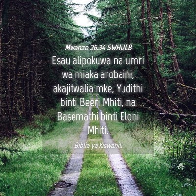 Picture 04 - Mwanzo 26:34 SWHULB - Esau alipokuwa na umri wa miaka arobaini, - Bible Verse Picture