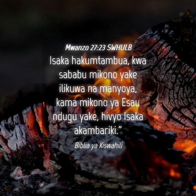 Picture 04 - Mwanzo 27:23 SWHULB - Isaka hakumtambua, kwa sababu mikono yake ilikuwa - Bible Verse Picture