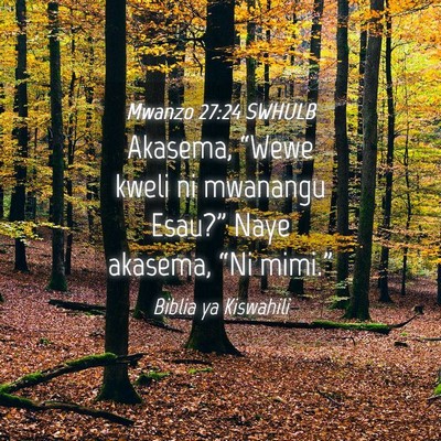 Picture 04 - Mwanzo 27:24 SWHULB - Akasema, “Wewe kweli ni mwanangu Esau?” Naye - Bible Verse Picture