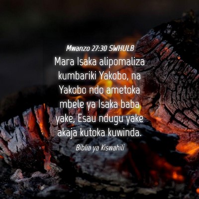 Picture 04 - Mwanzo 27:30 SWHULB - Mara Isaka alipomaliza kumbariki Yakobo, na - Bible Verse Picture