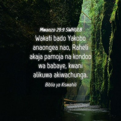 Picture 04 - Mwanzo 29:9 SWHULB - Wakati bado Yakobo anaongea nao, Raheli akaja - Bible Verse Picture