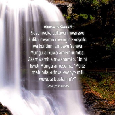 Picture 04 - Mwanzo 3:1 SWHULB - Sasa nyoka alikuwa mwerevu kuliko myama mwingine - Bible Verse Picture