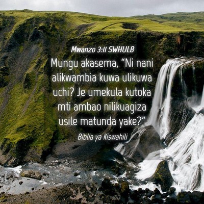 Picture 04 - Mwanzo 3:11 SWHULB - Mungu akasema, “Ni nani alikwambia kuwa ulikuwa - Bible Verse Picture