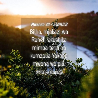 Picture 04 - Mwanzo 30:7 SWHULB - Bilha, mjakazi wa Raheli, akashika mimba tena na - Bible Verse Picture