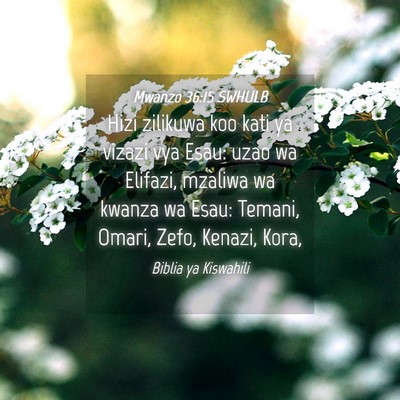 Picture 04 - Mwanzo 36:15 SWHULB - Hizi zilikuwa koo kati ya vizazi vya Esau: uzao - Bible Verse Picture