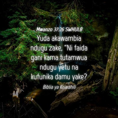 Picture 04 - Mwanzo 37:26 SWHULB - Yuda akawambia ndugu zake, “Ni faida gani kama - Bible Verse Picture