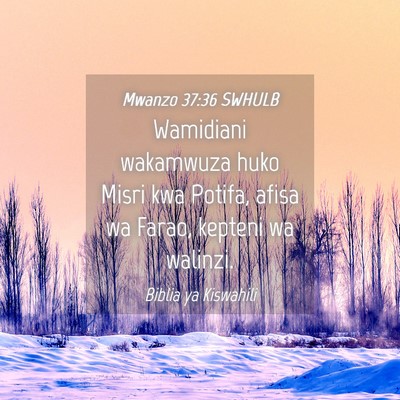 Picture 04 - Mwanzo 37:36 SWHULB - Wamidiani wakamwuza huko Misri kwa Potifa, afisa - Bible Verse Picture
