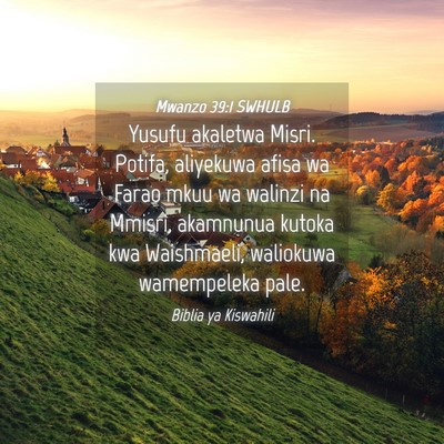 Picture 04 - Mwanzo 39:1 SWHULB - Yusufu akaletwa Misri. Potifa, aliyekuwa afisa wa - Bible Verse Picture