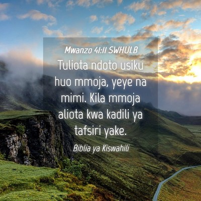 Picture 04 - Mwanzo 41:11 SWHULB - Tuliota ndoto usiku huo mmoja, yeye na mimi. Kila - Bible Verse Picture