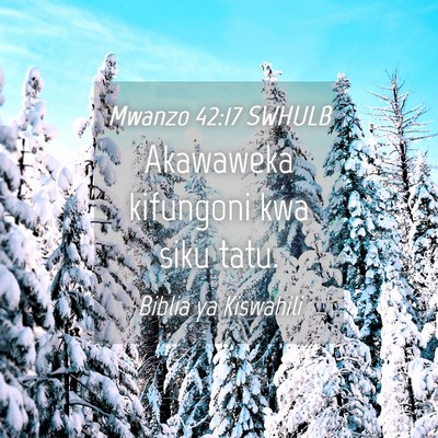 Picture 04 - Mwanzo 42:17 SWHULB - Akawaweka kifungoni kwa siku - Bible Verse Picture