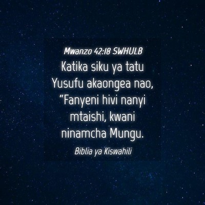 Picture 04 - Mwanzo 42:18 SWHULB - Katika siku ya tatu Yusufu akaongea nao, - Bible Verse Picture