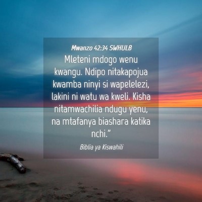 Picture 04 - Mwanzo 42:34 SWHULB - Mleteni mdogo wenu kwangu. Ndipo nitakapojua - Bible Verse Picture