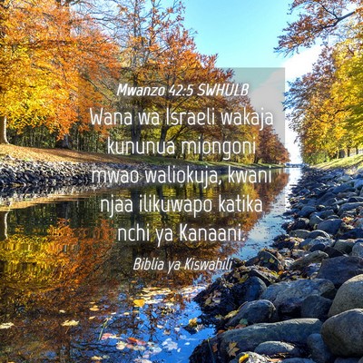 Picture 04 - Mwanzo 42:5 SWHULB - Wana wa Israeli wakaja kununua miongoni mwao - Bible Verse Picture