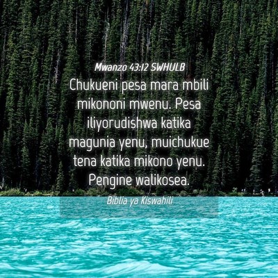 Picture 04 - Mwanzo 43:12 SWHULB - Chukueni pesa mara mbili mikononi mwenu. Pesa - Bible Verse Picture