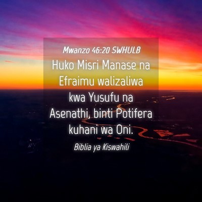 Picture 04 - Mwanzo 46:20 SWHULB - Huko Misri Manase na Efraimu walizaliwa kwa - Bible Verse Picture