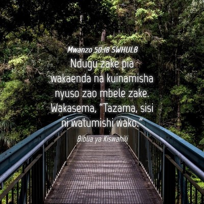 Picture 04 - Mwanzo 50:18 SWHULB - Ndugu zake pia wakaenda na kuinamisha nyuso zao - Bible Verse Picture