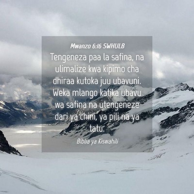 Picture 04 - Mwanzo 6:16 SWHULB - Tengeneza paa la safina, na ulimalize kwa kipimo - Bible Verse Picture