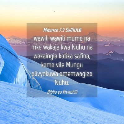 Picture 04 - Mwanzo 7:9 SWHULB - wawili wawili mume na mke wakaja kwa Nuhu na - Bible Verse Picture
