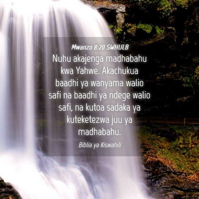 Picture 04 - Mwanzo 8:20 SWHULB - Nuhu akajenga madhabahu kwa Yahwe. Akachukua - Bible Verse Picture