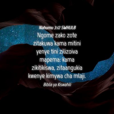 Picture 04 - Nahumu 3:12 SWHULB - Ngome zako zote zitakuwa kama mitini yenye tini - Bible Verse Picture