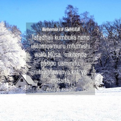 Picture 04 - Nehemia 1:8 SWHULB - Tafadhali kumbuka neno ulilomuamuru mtumishi wako - Bible Verse Picture
