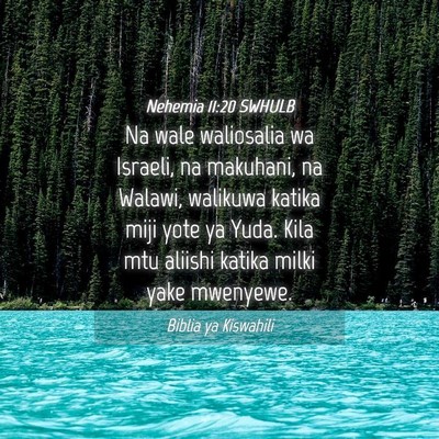 Picture 04 - Nehemia 11:20 SWHULB - Na wale waliosalia wa Israeli, na makuhani, na - Bible Verse Picture
