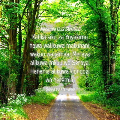 Picture 04 - Nehemia 12:12 SWHULB - Katika siku za Yoyakimu hawa walikuwa makuhani, - Bible Verse Picture