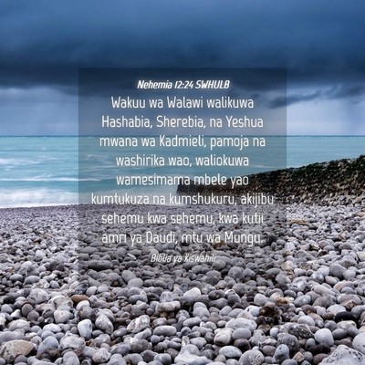 Picture 04 - Nehemia 12:24 SWHULB - Wakuu wa Walawi walikuwa Hashabia, Sherebia, na - Bible Verse Picture