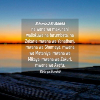 Picture 04 - Nehemia 12:35 SWHULB - na wana wa makuhani waliokuwa na tarumbeta, na - Bible Verse Picture