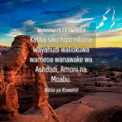 Picture 04 - Nehemia 13:23 SWHULB - Katika siku hizo niliona Wayahudi waliokuwa - Bible Verse Picture