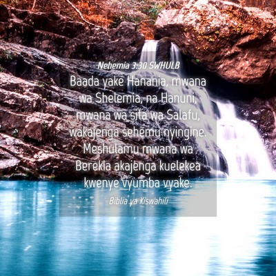 Picture 04 - Nehemia 3:30 SWHULB - Baada yake Hanania, mwana wa Shelemia, na Hanuni, - Bible Verse Picture