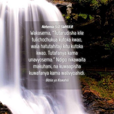 Picture 04 - Nehemia 5:12 SWHULB - Wakasema, “Tutarudisha kile tulichochukua - Bible Verse Picture