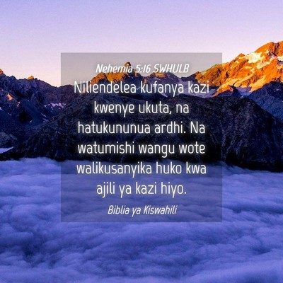 Picture 04 - Nehemia 5:16 SWHULB - Niliendelea kufanya kazi kwenye ukuta, na - Bible Verse Picture