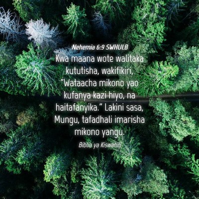 Picture 04 - Nehemia 6:9 SWHULB - Kwa maana wote walitaka kututisha, wakifikiri, - Bible Verse Picture
