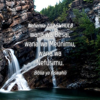 Picture 04 - Nehemia 7:52 SWHULB - wana wa Besai, wana wa Meunimu, wana wa - Bible Verse Picture