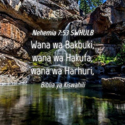 Picture 04 - Nehemia 7:53 SWHULB - Wana wa Bakbuki, wana wa Hakufa, wana wa - Bible Verse Picture