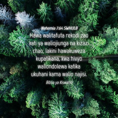 Picture 04 - Nehemia 7:64 SWHULB - Hawa walitafuta rekodi zao kati ya waliojiunga na - Bible Verse Picture