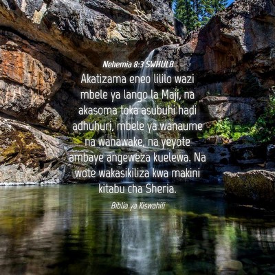 Picture 04 - Nehemia 8:3 SWHULB - Akatizama eneo lililo wazi mbele ya lango la - Bible Verse Picture